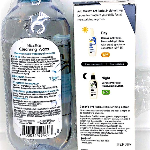 NEW-BUNDLE-Waterproof Removing Micellar Cleanser & CeraVe PM Moisturizer-SEALED! - Picture 4 of 8